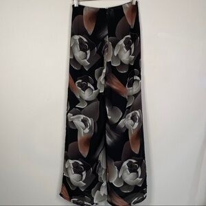 High Waist Wide Leg Floral Sheer Pants